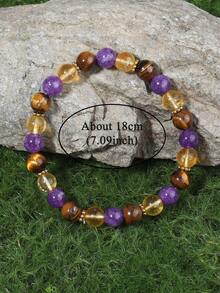 Vòng tay bảo vệ Tourmaline đen và Hematite, Vòng tay thạch anh tím chống lo âu cho nam nữ, lòng can đảm, hấp thụ năng lượng tiêu cực, Trang sức thiền yoga chữa bệnh - Nhiều màu - Xem 5