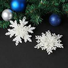 Plastic White Snowflake Hanging Ornaments, Christmas Snowflake Garland For Window, Christmas Tree, Party Decoration