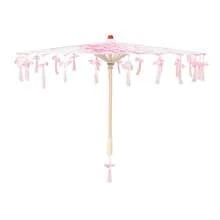 Retro Chinese Umbrella With Tassels Floral/Animal Print Silk Parasol Umbrella Photography Props