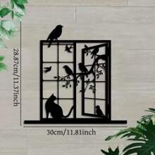 1pc Art Deco Metal Window Birds Sculpture, Iron Wall Art For Living Room, Patio, Balcony - Indoor/Outdoor Garden Fence Decorative Mural, Outdoor Decor