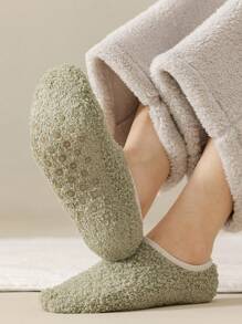 3 双/1 双男女通用珊瑚绒保暖船袜，厚款防寒毛绒情侣家居袜，鞋底有防滑橡胶点，柔软舒适，冬季