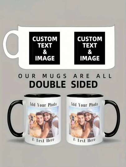 1 pieza Taza de café personalizada con foto, taza de cerámica personalizada de 11 onzas con imagen, texto, nombre - regalo para novio, novia, mejor amigo, Acción de Gracias, Navidad