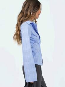 Soft Wrinkle-Free Button Down Stretch Shirts For Women, Breathable Moisture-Wicking Casual Work Dress Tops - Màu xanh lam - Xem 8