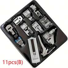 1/6/11pcs Modern Iron Alloy Household Sewing Machine Presser Foot Set, Zigzag, Straight Stitch, Roller, Sewing Machine Presser Foot Attachments, Suitable For Singer, Brother, Janome And Other Low Shank Adapters