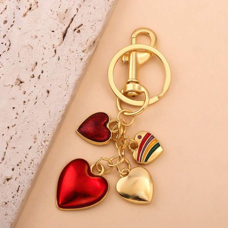 rongji jewelry 1個 女性用ラグジュアリーハート型キーチェーン