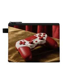 1 pieza Monedero compacto con cremallera, bolsa con cremallera de poliéster de moda y duradera, diseño impreso con estilo de gamepad, ideal para guardar monedas y pequeños artículos esenciales, regalo divertido con cierre , material duradero, fácil de mantener