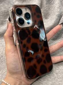 奢华磁性豹纹琥珀手机壳适用于 17Pro Max 17Pro 17 16 15 13 14 Pro Max 时尚复古防震外壳 - 棕色 - 查看 3