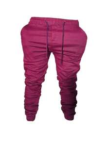 Calça Jogger Masculina com Punho Ajustado e Bolsos Funcionais - Vinho - Visão 7