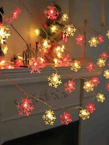 1pc Enchanting Christmas Snowflake String Lights, LED Snowflake Decorative String Lights, Battery Powered, Fairytale Lighting, Plastic Art Decor Indoor Lighting, Battery Powered With Switch Control, Non-Wireless, Suitable For Christmas Decoration In Living Room, Bedroom, Staircase, Handrail, Christmas Tree, Bedroom, Party, Wedding, Christmas Party Romantic Atmosphere Decorative Lights [Batteries Not Included]Christmas Decoration XMAS Decor Christmas Tree Gift Decor Thanksgiving Wedding Home Decor Home Decor Fall Decor Autumn Decor Birthday Decorations For Gifts Party Supplies Indoor Outdoor Garden Holiday Festival Decor Halloween Decor Wall Decor Halloween Ornaments