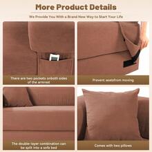 Sofa Bed,80"4-In-1 Convertible Modular Sofa Bed With Pillows,Floor Lounge Sofa, Corduroy Foldable Sofa Bed,For Living Room, Bedroom, Lounge, Studio No Assembly Needed - 粉色 - 查看 6
