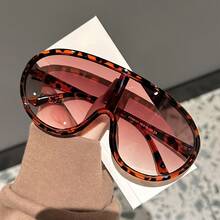 Women's Retro Large Frame Round Fashion Glasses - Metal Frame With Acetate Lenses, Retro Oval Shape, Metal Texture Suitable For Parties And Daily Wear, Fashion Statement, Party Accessories, Large Glasses, Metal Glossy Glasses - 豹紋 - 查看 12