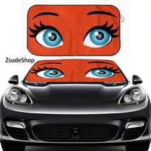 1pc Cartoon Pattern Car Sun Visor, Easy To Install, Interesting Car Accessory Design, Made Of Polyester Fiber Material, Car Interior UV Protection Sunshade, Easy To Install, Suitable For Various Car Models Decoration, With Heat Insulation And Privacy Protection Function, Keeps Your Car Cool, Foldable For Easy Storage