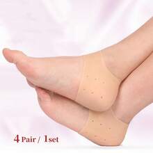 2 Pairs Of Silicone Heel Protectors, Heel Cups, Plantar Protectors, Heel Cushions, Gel Heel Covers For Flats, High Heels And Women's Formal Shoes, Soft Silicone Heel Covers, Cushioning In The Rear Palm, Scratch Resistant Bubble Protection, Comfortable Fit For Dance And Everyday Wear, Shoe Accessories, Insoles. (Skin Color + White)