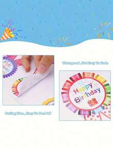 30pcs Colorful Happy Birthday Stickers - Vibrant Party Badge Labels With Ribbon And Cake Designs, Suitable For Teens, Teachers And Family Celebrations - Great For Apparel, Cakes And Classroom Decor, Birthday Party Decorations