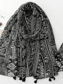 1 pièce Foulard vintage pour femmes, double usage en tant que châle/tour de cou, convient pour les pièces climatisées en été