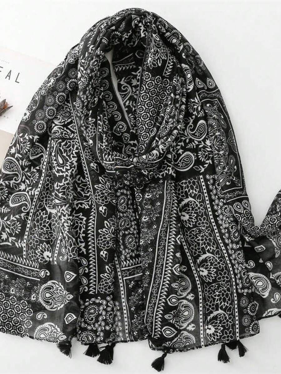 1 pièce Foulard vintage pour femmes, double usage en tant que châle/tour de cou, convient pour les pièces climatisées en été