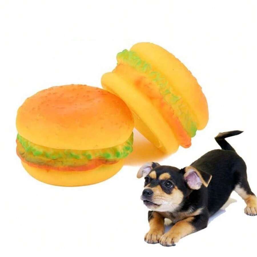 Đồ chơi nhai Hamburger bằng cao su vui nhộn cho chó có tiếng kêu chít chít Đồ chơi cho chó con chơi nhặt đồ chơi