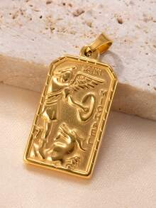 1pc 18K Gold Plated Stainless Steel Pendant, Square Pendant, Devil's Eye Cross Pendant, Flower Pattern Pendant, DIY Necklace Earring Jewelry Making, Daily Wear, Gift - Gold - View 10