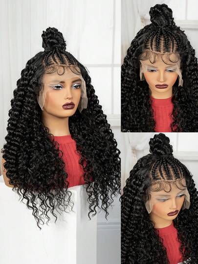 A ANYTIME BL015# Peluca sintética trenzada para mujer con diadema de trenzas de 13 * 6 pulgadas y ondas suaves y profundas a la altura de los hombros