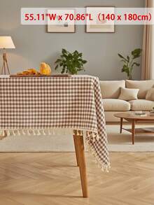 1/32pcs Japanese Style Plaid Tassel Pendant Tablecloth, Rectangular Tablecloth For Living Room, Kitchen, Dining Room, Party, Dining Table Decor - Nhiều màu - Xem 29