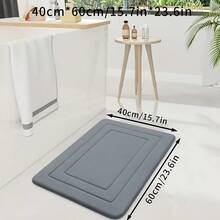 1pc Classic Solid Color Memory Foam Bath Mat, High Absorbency Quick Dry Surface, Sturdy Non-Slip Bottom, Suitable For Bathroom And Kitchen Floors, Practical And Soft, Also Applicable To Bedroom, Dorm, Laundry Room. Lightweight And Flexible Design, Easy To Clean And Maintain. - Black - View 3