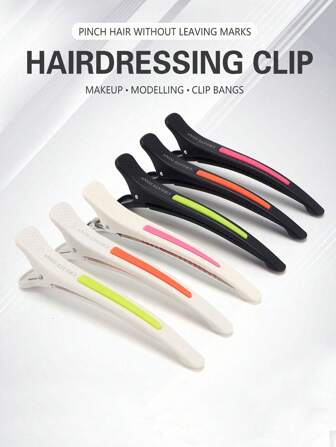6pcs Seamless Hair Clips, Rubber Grip Alligator Hair Clips, Plastic Hair Clips For Home Use
