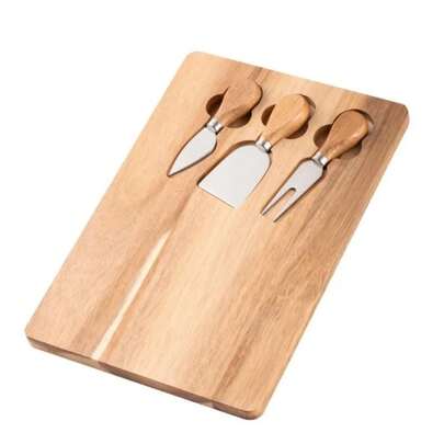 1 conjunto tabla de queso charutería de bambú con juego de 3 cuchillos accesorios cocina elegante resistente natural presentación fácil limpiar multifuncional