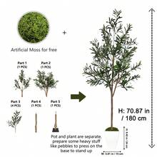 1 peça 120-180 cm Planta Artificial de Oliveira Galhos de Árvore Falso Verde Planta Falsa Folha de Plástico Planta Alta Ornamental Realista Planta Falsa de Interior para Casamento Casa Hotel Escritório Decoração de Festa