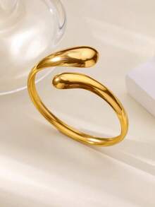 Edelstahl Armreif Armband für Frauen, Luxus Goldfarbe Manschette Armband, modischer Hochzeitsschmuck, Valentinstag Geschenk - B1870G - Übersicht 10