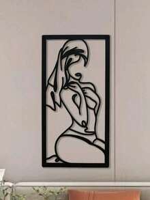 Hello Young 1pc Metal Wall Art Female Minimal Line Art Wall Decor, Minimalist Line Art, Home Wall Art Decor, Women's Bathroom Decor, Housewarming Gift