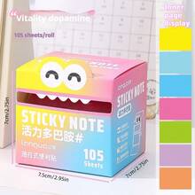 [Back To School]9-Color Highly Attractive Dopamine Palette Transparent Sticky Notes, Pull-Out Memo Pads For Writing, Messaging, Note-Taking, 105 Sheets/Roll, With Large Capacity Marker Stickers And Expansion Stickers, Suitable For Error, Question And Information Stickers - Multicolor - View 8