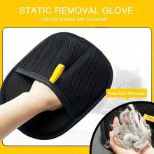 Pet Fur Static-Removing Gloves - A Reusable Pet Grooming Glove Designed Specifically For Removing And Detaching Cat/Dog Hair - Double-Sided Pet Grooming Gloves - 黑色 - 查看 2