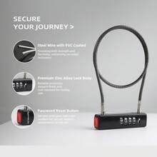 1个黑色4位便携式防盗密码锁，防水挂锁，防盗锁，重型金属户外挂锁，商务旅行必备行李锁，非常适合户外骑行、储物柜、围栏、工具箱、背包等。 - 彩色 - 查看 3