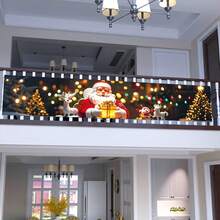 1 pezzo Striscione natalizio in poliestere, 43x198 cm - Decorazione da esterno per giardino con Babbo Natale e renne, cartello in tessuto multifunzionale per celebrazioni natalizie, senza bisogno di alimentazione elettrica