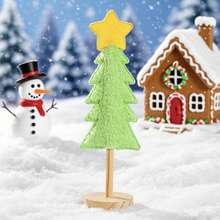 Christmas Tree Figurine Decor Yellow Star Christmas Tree Tabletop Decor For Holiday Home Standing Home Decor Christmas Decorations Room Decor Winter
