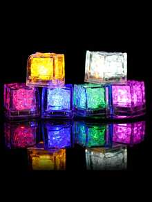 6/12/24pcs Glow Ice Cubes, Multi-Color Changing Slow Flashing, Colorful Luminous Ice Cubes, Beverage & Drink Decor, Waterproof Flashing Ice Blocks, Suitable For Club, Bar, Party, Bathroom, Swimming Pool, Home Bar, KTV, Decorative Cube Lights