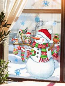 1/2/3pcs Christmas Wall Stickers, Christmas Elements Hand Painted Christmas Snowman Glass Sticker Window Stickers, Home Holiday Decoration, Electrostatic Adsorption, Removable, No Electricity Required.Perfect And Christmas Gift For Couples, Parents And Friends. Christmas Decorations Christmas Decoration Christmas Decorations Home Home Decor Room Decor