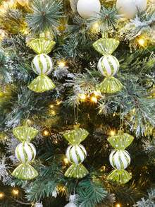 6pcs Christmas Candy Decorations, Hanging Flash Candy Decorations, Christmas Tree Mint Decorations, Christmas Candy Decoration Set, Christmas And Halloween Decorations With Gold Rope, Christmas Tree Decorations, Christmas Party Gifts, Festival Decorations, Candy Decorations (Mixed Colors, Red, Gold, Champagne, Rose Gold, Silver)