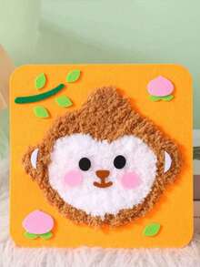 DIY礼物手工缝纫趣味穿线卡通材料包，动手缝纫工艺玩具，手工艺玩具，毛线针画穿线手工制作材料包，创意动物贴纸画玩具