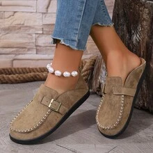 Nuevos mocasines planos de mujer con hebilla de cobre estilo Ins, disponibles en 4 colores, versátiles para uso casual, ir al trabajo, exteriores, antideslizantes y cómodos