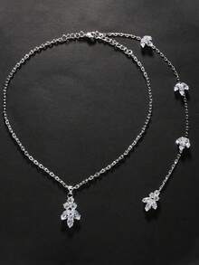 1pc Sexy Tassel Back Chain Body Chain, Minimalist European Style Bridal Leaf Necklace