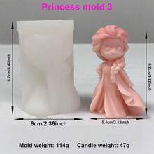 3D立体公主香薰蜡烛模具DIY可爱公主石膏娃娃香薰蜡烛摆件制作工具公主家居装饰手工艺礼物 - 白色 - 查看 12