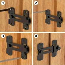 1 Set Of 180 Degree Flip Commercial Grade Stainless Steel Sliding Barn Door Locks, Durable, Suitable For Pets, Garages, Bathrooms, Windows, Outdoors - Home Security And Safety Enhancer, Fits All Door Types, No Charging Required