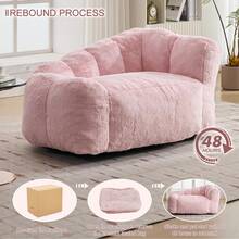 Bean Bag Chair For Adults, Loveseat Floral Shaped Bean Bag Sofa, Ultra Soft Love Seat Mini Sofa Couch, Faux Fur Reading Chair For Living Room Bedroom - 粉色 - 查看 9