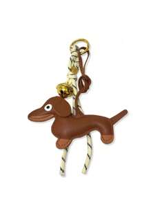 New Leather Dachshund Contrast Color Braided Rope Bag Charm Simulated Chocolate Baseball Multi-Element Decorative Bag Pendant Fall - Mocha Brown - View 4