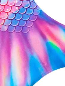 Young Girl Mermaid Tail One-Piece Swimsuit - Hot Pink - View 5