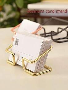 Hollow Business Card Holder Creative Product Storage Box, Office Display, Ideal Gift, Multiple Colors Available, Essential For Business Office, High-End Line Design Business Card Display Stand, 3 Fashionable Colors To Choose From, Simple Desktop Standing Business Card Stand, Card Display Base, Photo Photo Card Display Stand