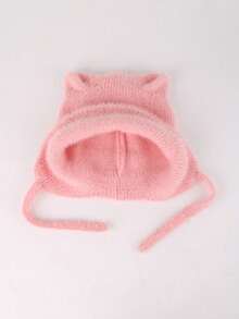 儿童可爱猫耳针织帽，带系带，保暖护耳，适合秋冬季幼儿女童日常佩戴及作为礼物 - 兒童護耳綁帶針織帽 - 查看 10