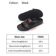 1 双加大码纯色户外休闲一脚蹬凉鞋，男女通用露趾沙滩拖鞋，适合街头、度假、夏季