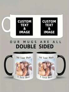 1 pieza Taza de café personalizada con foto, taza de cerámica personalizada de 11 onzas con imagen, texto, nombre - regalo para novio, novia, mejor amigo, Acción de Gracias, Navidad - Multicolor - Ver 10